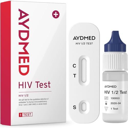 AYDMED HIV Quick Test Kit | HIV Self Test | Human Immunodeficiency Virus Test | Results in 10 Minutes | HIV Test Home Kit for Self Tests for Blood Test for HIV 1/2 | 99.6% Accuracy 1 Packung