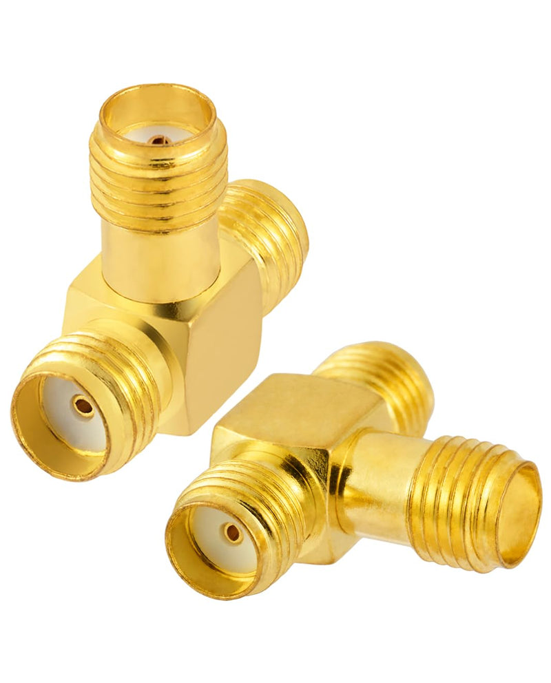 Vecys Pack of 2 SMA Adapter 3 Way Splitter T Shape SMA Female to Dual Female Splitter Antenna Adapter Converter 50 Ohm SMA Female to Dual SMA Female