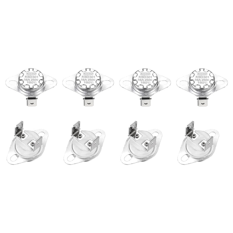 QUARKZMAN KSD301 Thermal Switch 180 °C Closed 250 V 16 A Temperature Switch Thermostat Bimetal Thermal Protection for Microwaves, Ovens, Coffee Machines Pack of 8