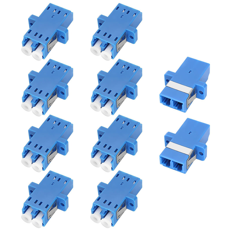XMSJSIY LC Fibre Optic Connector Coupler Female to Female Adapter Duplex Single Mode LC/UPC Coupler Fibre Optic Connector Extension for Network Internet - 10 Pieces