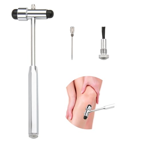 Neurological Reflex Hammer with Brush, High Quality Reflex Diagnostic Hammer for Muscle Reflexes and Nervous System Examinations, Double Plastic Head, Ergonomic Handle, Black