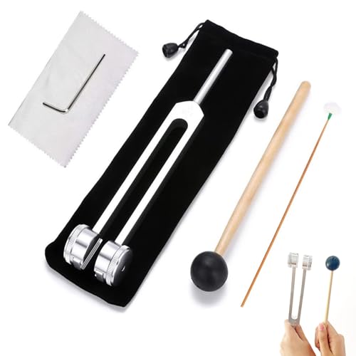Tuning Fork 128Hz Healing Tuning Fork Neurology Delivers Precise Frequency Response with a Silicone Hammer and Cleaning Cloth Packed in a Soft Velvet Bag | Precise frequency response, with a silicone hammer and a cleaning cloth, packed in a soft velvet...