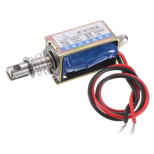 QUARKZMAN DC 6V 0.3A Solenoid Electromagnet Push Type 5N 10mm Stroke | Electromagnetic Actuator Open Frame Linear Motion JF-0730B Magnet Electromagnet