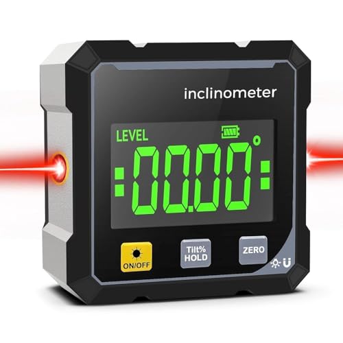 Digital Protractor with Laser, 4-Sided Magnetic Digital Spirit Level, Inclinometer Digital with LCD Display, IP54 Waterproof, Electronic Spirit Level for Woodworking, Construction, Decoration
