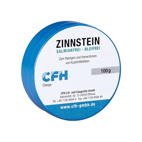 CFH Zinnstein ZS 231 Soldering Tip Cleaner & Tin Plating for Copper Soldering Irons, Lead-Free, Salmia-Free, Reduces Smoke and Odour Strain, 100 g Content in Resealable Metal Tin