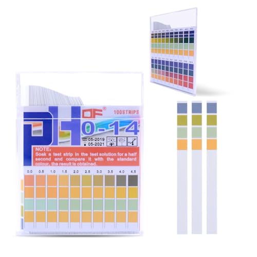 100 x PH Test Strips, 0-14 PH Value Test Strips Pool, Universal Urine Test Strips Bases, PH Strips, Pool Floor, Urine Test Strips Strips for Home, Aquariums, Laboratories, Measuring Range