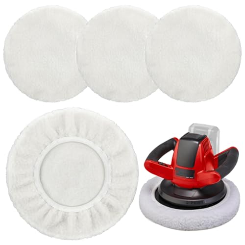 Set of 4 Polishing Hoods, 220 mm - 250 mm Lambswool Polishing Hoods, Polishing Covers for Einhell Battery Car Polishing Machines, Car Polishing Pad, Compatible CE-CB 18/254 Li, CC-PO 90