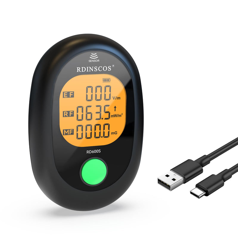 EMF Meter Electrosmog Radiation Meter - Portable EMF Detector with 3-Colour LCD, Rechargeable for Home, Office & Outdoor Use | EF/MF/RF Electromagnetic Radiation Meter with LCD EMF Inspections
