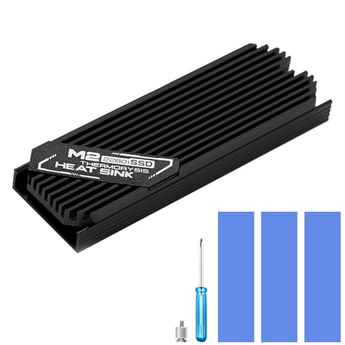 ASTARON M.2 SSD Heatsink 2280, Thin Cooler with Nano Thermal Pads (0.5-1mm), NVME M2 Thermal Pad, Double Sided Heatsink for PC/PS5/Gaming Laptops (Black) black