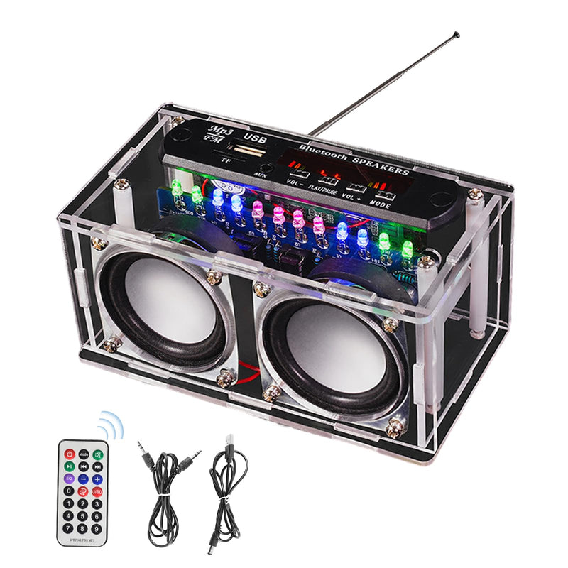 Electronic Soldering Kits Set, Bluetooth Speaker Kit with FM Radio & Voice Recording, Music Player with Remote Control & LED Light, Soldering Learning DIY Kit, Gift for Adults, Children from 14 Years Radio & Music Players