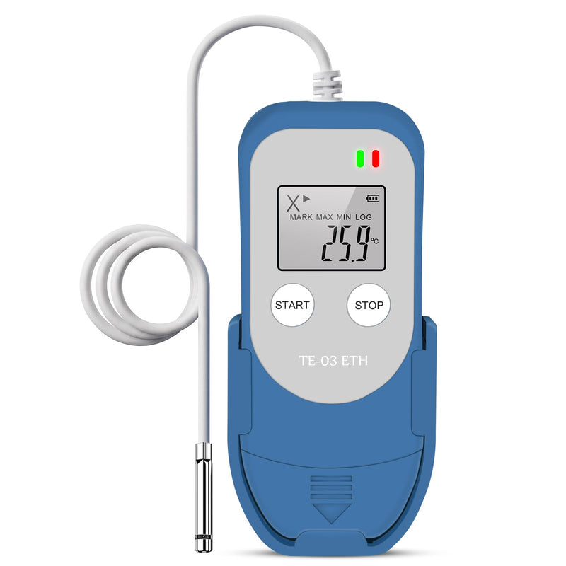 ThermElc TE-03 ETH External Data Logger Temperature Humidity with External Probe, MKT Calculation, 32,000 Points, Automatic PDF/CSV Creation, Reusable USB Recorder for Laboratories TE-03 ETH 1PCS
