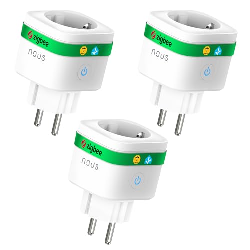 NOUS A7Z ZigBee Smart Socket with Energy Monitoring, 16A, App & Voice Control, Schedule & Timer, Compatible with Alexa, Google Home, Home Assistant, Tuya, ZigBee Hub Required, 3 Pack Pack of 3