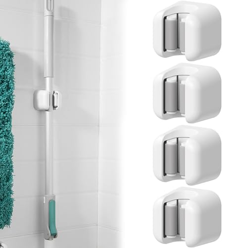 WUBAYI 4 Pack Heavy Duty Mop Broom Tool Wall Mount Wall Mount for Kitchen, Bathroom, Garage and Garden