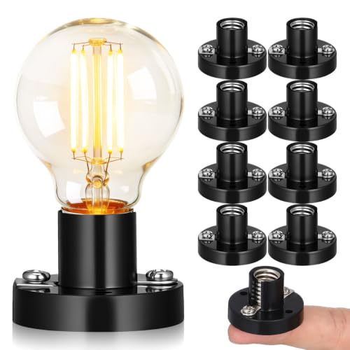 WOONEKY Pack of 10 E10 Lamp Holder, Mini Screw Base for Physics Experiments, Lamp Base with Flat Head, for Indoor and Outdoor Use, for Classroom, Office and Home