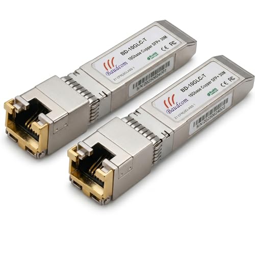 Copper Module SFP-RJ45 10G 30 Meters, SFP+ Transceiver Module 10GBase-T Compatible with Cisco SFP-10G-TS, D-Link (x2, 10GBase-T: 30m) Pack of 2