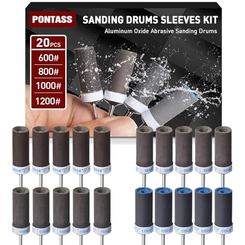 20 Piece Sanding Sleeve Set for Dremel Rotary Tool Sanding Attachments, 600/800/1000/1200 Grit Sanding Rollers Accessory Set with 3 mm Shaft for Metal Stone and Wood Sanding 20pcs--Mixed1