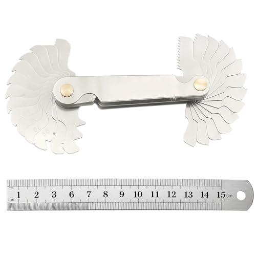 52 Sheets Thread Gauge, Metric Inches, Thread Gauge, Feeler Gauge and Radius Gauge, Precision Measuring Tool for Mechanics and Engineers, Metric Thread, Robust Iron Material