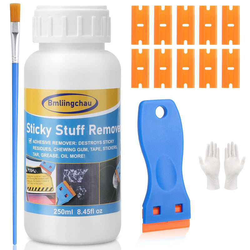Label Remover Label Remover Adhesive Remover 250 ml Adhesive Remover Extra Strong Label Remover and Adhesive Remover Sticker Remover with Special Spatula Removes Glue, Labels, Grease, Resin