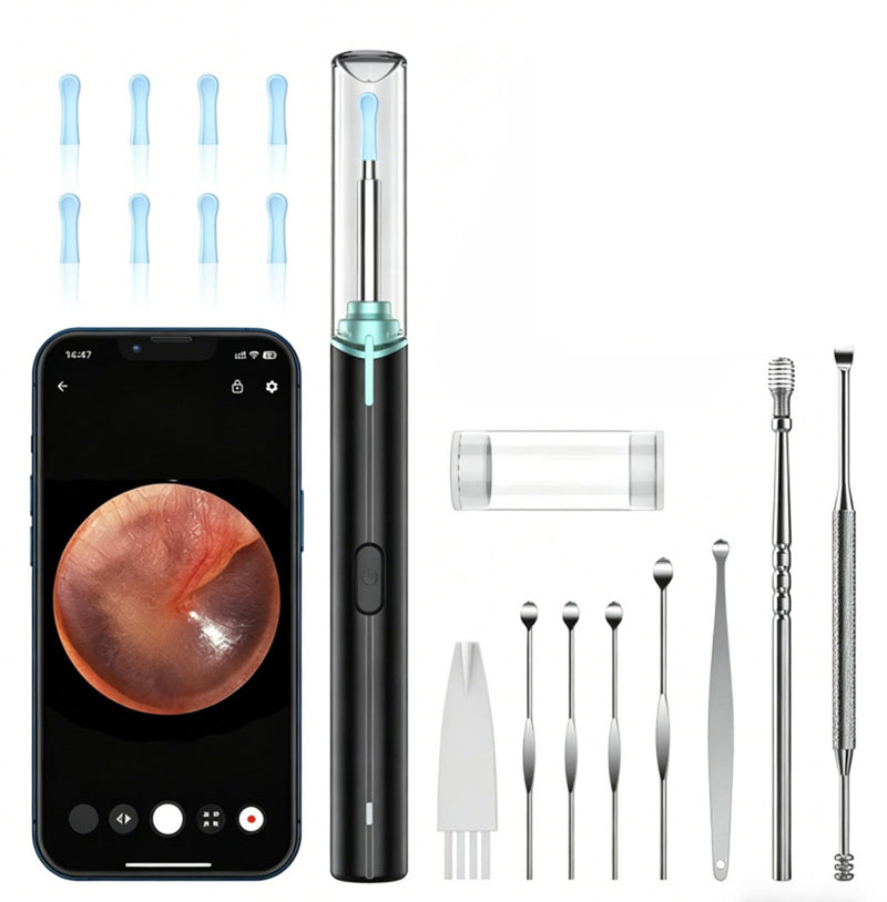 Ear Wax Remover, 1920P Ear Cleaner, IP67 Ear Cleaner | 1920P Sensor, 3 Axis Gyroscope, IP67 Waterproof, 8 Replacement Attachments, Compatible with Android Smartphones, iPhones and iPads