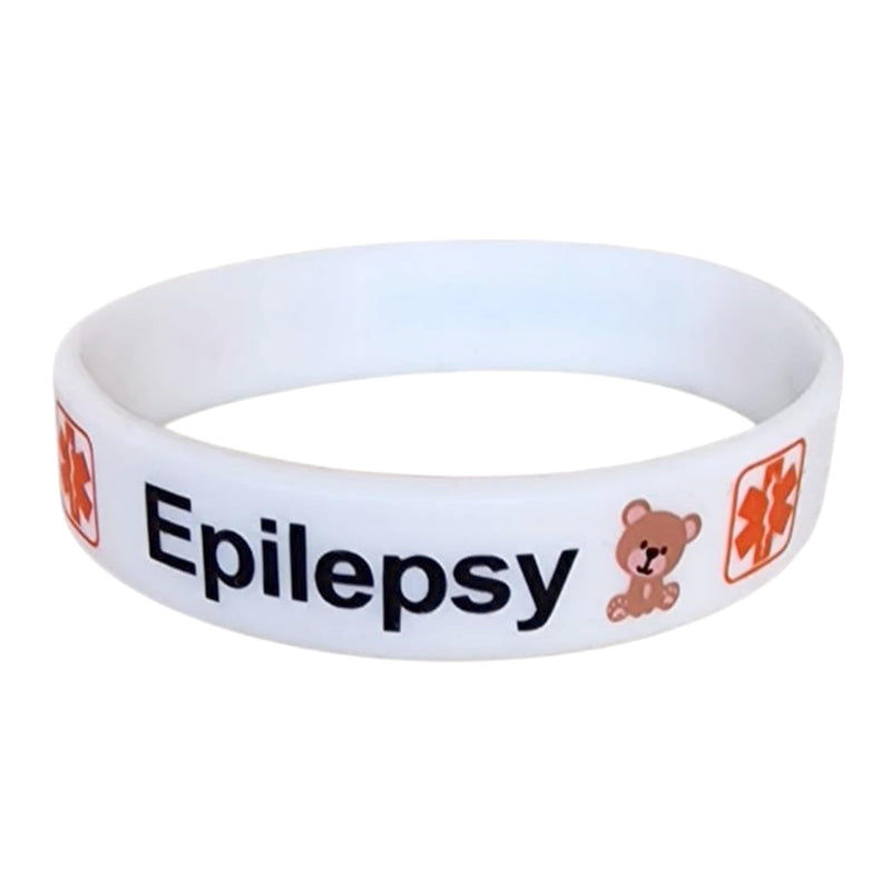 Epilepsy Medical Alert Bracelet for Kids, Hypoallergenic Silicone, Waterproof, Child Safe, 17cm, Cute Animal Design Medical ID Bracelet (White, Pink, Blue, Purple) rose