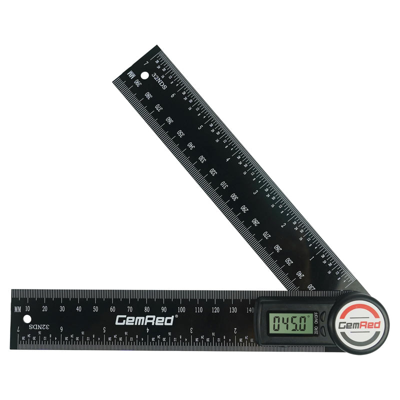 GemRed Digital Protractor with LCD Display, 200 mm Angle Bevel | For woodworking, measurements, construction, decoration and DIY (battery included)