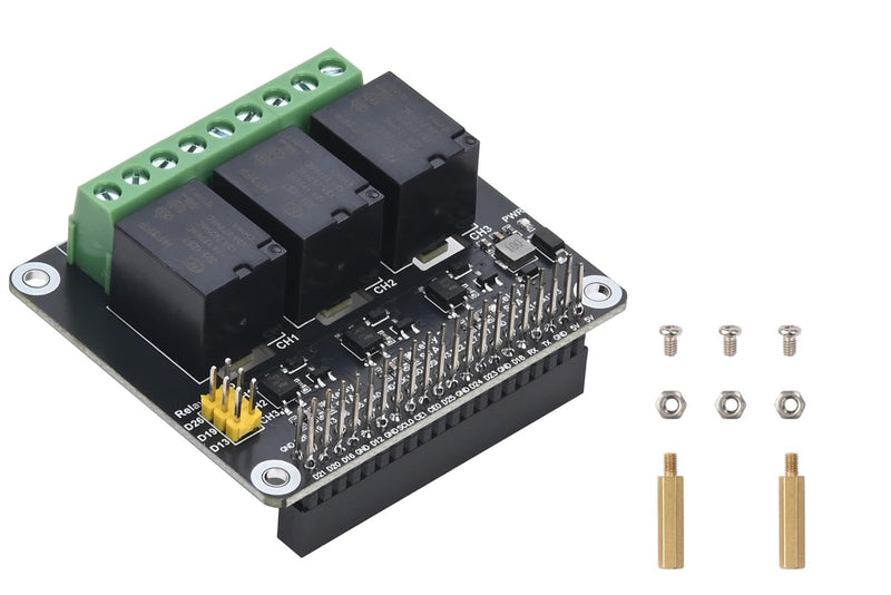 3-Channel Relay HAT Expansion Board Compatible with Raspberry Pi 5/4B/3B+/3B/2B/Zero, Optocoupler Isolation Relay Module for Home Automation, IoT, Fits Arduino Projects