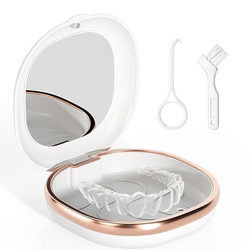 Braces Box, Dental Splint Box with Mirror, Brace Box, Braces Box with Removal Tools, Brush, Crunch Splint Box Case for Invisalign Orthodontic Invisible Braces (White) Weiß
