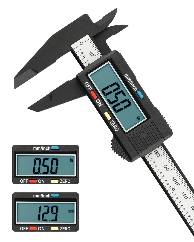 Digital Vernier Calliper, 150 mm/6 Inch, Plastic Calliper with Large LCD Display and Auto-Off, and Millimetre Conversion, Scratch-Resistant Measuring Gauge for Outdoors, Depth and Step | mit Großem LCD Display & Auto-Off, und Millimeter-Umrechnung, Kra...