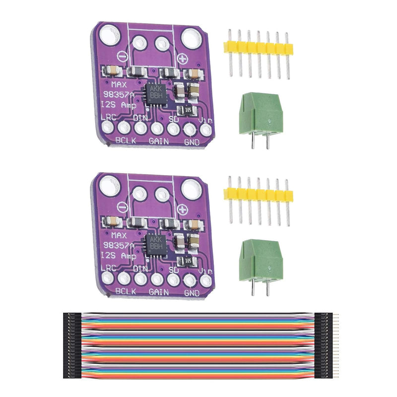 2 x MAX98357A I2S 3W Mono Amplifier Class with 20 x 20 cm Dupont Cable | D filterless amplifier breakout module, DAC decoder module audio board with wide application range