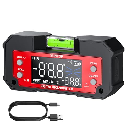 XUNTOP Digital Angle Measuring Device LED Double Axis Inclinometer Magnetic for Woodworking, Construction, Decoration, DIY