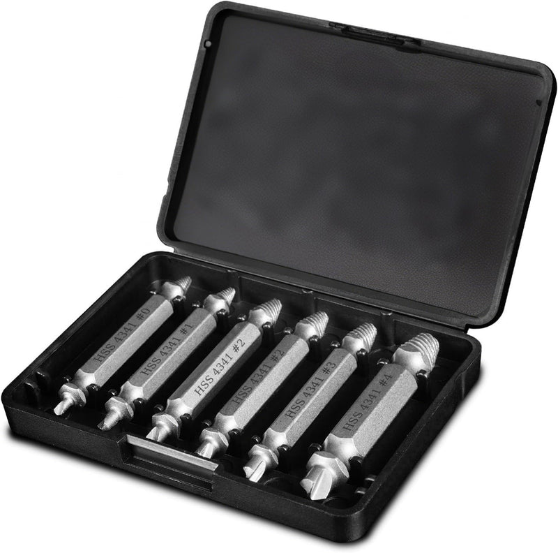 6-Piece Screw Extractor Set Made of High-Speed Steel Screw Extractor Includes Storage Case for Unscrewing Rusted or Worn Screws