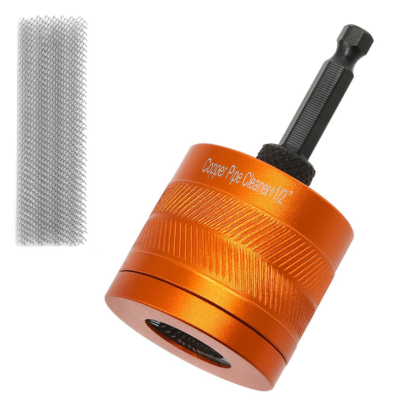 Copper Pipe Cleaner 15 mm Hexagonal, Copper Tube Cleaner for Cordless Screwdriver, Cleaning Brush Copper Tube with Replacement Brush for Copper Brass Pipes Cleaning S