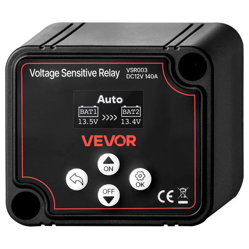 VEVOR Isolator Relay 12V 140A Dual Battery Isolator with LCD Screen Intelligent Battery Isolator for Lithium and Lead Acid Batteries for Car Truck RV UTV ATV Boat