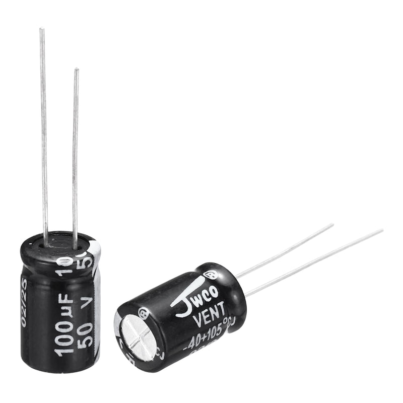 QUARKZMAN Pack of 15 Capacitors 100uF 50V Elkos Capacitor Aluminum Electrolytic Capacitor 12 x 8 mm Electrolytic Capacitors, Black 100µF 50V