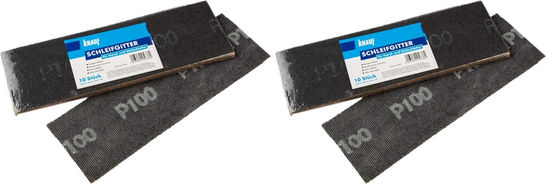 Knauf Sanding Mesh for Hand Sander - Drywall Sanding Mesh for Smoothing and Sanding Putty Plaster Board and Drywall Walls, 10 Piece Set (Pack of 2) Black 1 cm (Pack of 2)