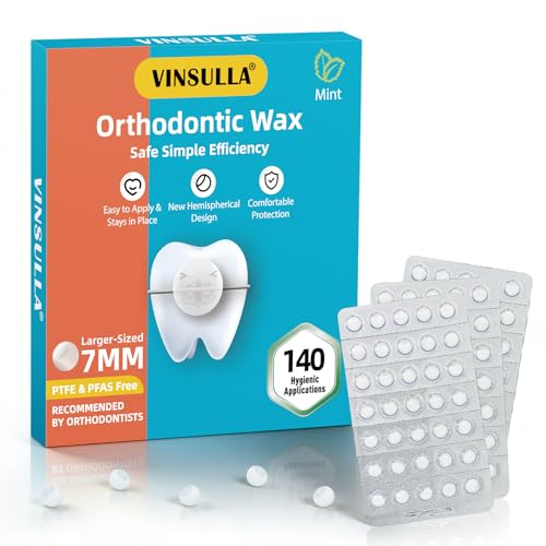 Orthodontic Mint Wax Dots, 7 mm Dome Shape, Food-Safe, Pack of 140 | 7 mm dome shape for strong hold, refreshing mint flavor, food-safe and gluten-free, individually packed for on the go 140 pieces