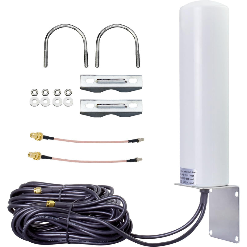 10dBi 4G 5G LTE Outdoor Antenna 698-2700 & 3300-3800MHz Omni Antenna with 2X SMA Male RG58 Cable 5m & 2X TS9 RG316 Pigtail Cable for LTE Router, 5G Router, Modem and Hotspot