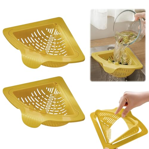 Pack of 2 Strainer for Sinks Magnetic Triangular Drain Basket Drain Strainer Kitchen Sink Strainer Magnetic Sink Baskets for Hanging Storage Rack Removable Sink Strainer for Professional Kitchens