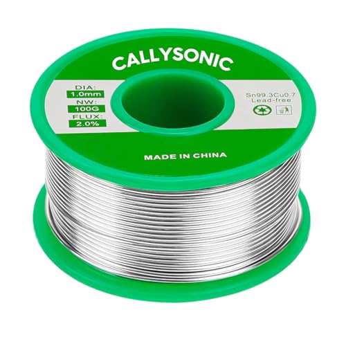 Solder 1mm 100g, Solder with Flux, Sn99.3/Cu0.7 Lead-Free Soldering Wire with Rosin Core for Electric Soldering Repair DIY (1mm 100g) 1mm 100g