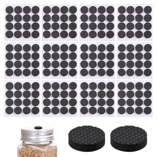 FREEBLOSS Pack of 192 Mushroom Injection Connectors with Adhesive Grid 0.8 Inch Self-Adhesive EVA Injection Ports for Mushroom Incubator Bags and Glass Lids Black