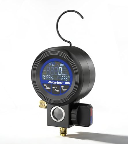 MRCARTOOL L201 Digital Manifold Gauge for Air Conditioning Systems | 24 Refrigerants R290, R1234yf, R22, R32 and R454b for air conditioning maintenance, refrigerant filling, pressure measurement and leak testing.