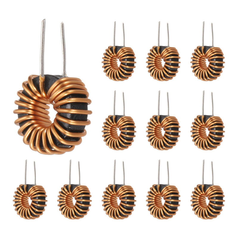QUARKZMAN Toroid Core Inductor 33uH 5A Copper Wire Winding Inductance Solenoid Coil for Transformers 0.51 Inch Outer Diameter Pack of 12 | Inductance Coil Replacement, Copper Inductance Wire, 13mm Diameter, For Printed Circuit Board