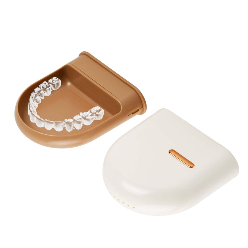 Magnetic Braces Box, Retainer Case for Braces & Bite Splints, Portable Tooth Splint Box Compatible, BPA-Free Denture Box, Storage Box for On the Go (10.1 x 9.2 cm) (Beige) beige