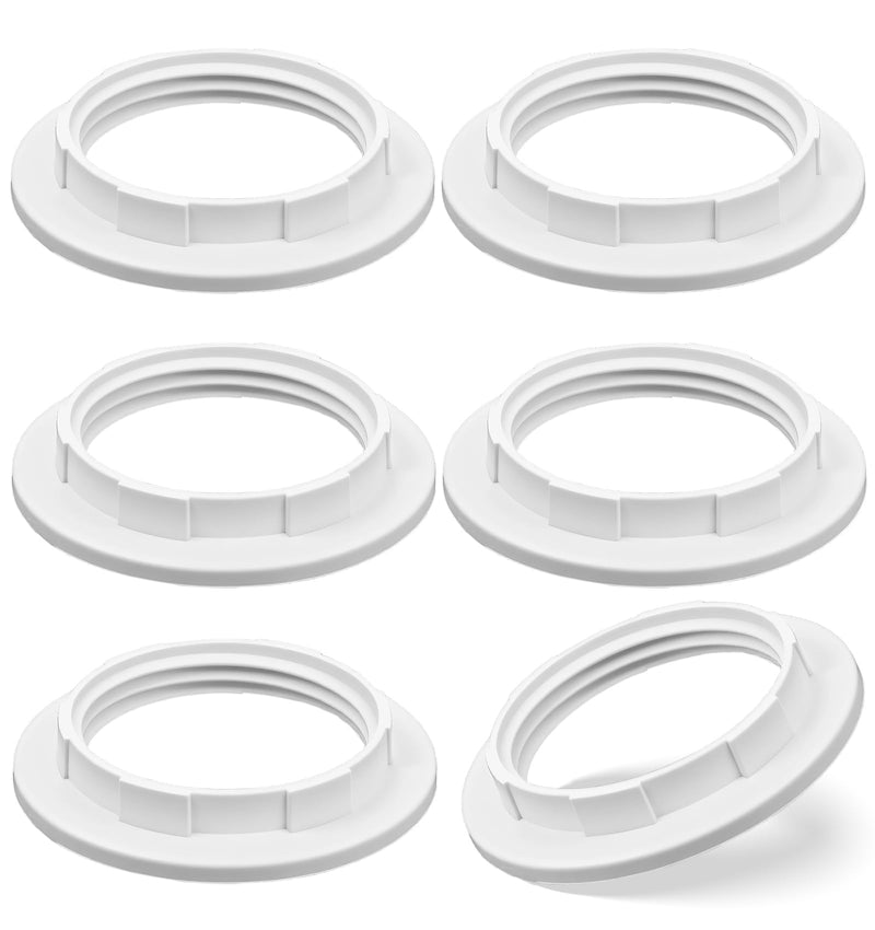 Set of 4 Lampshade Screw Ring, E27 Screw Ring for Lamp Holder (39mm) Heat Resistant Plastic Lamp Holder for Standard E27 Lampshade or Glass Shade (White)