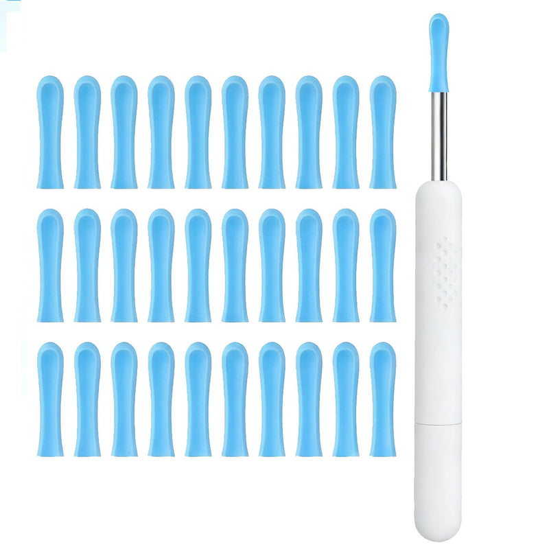30 pieces silicone ear cleaner head for earwax remover, ear wax removal otoscope, smooth silicone ear spoon, ear cleaner accessories, replacement tips teat for adults, ear aspirator, earwax removal (B b