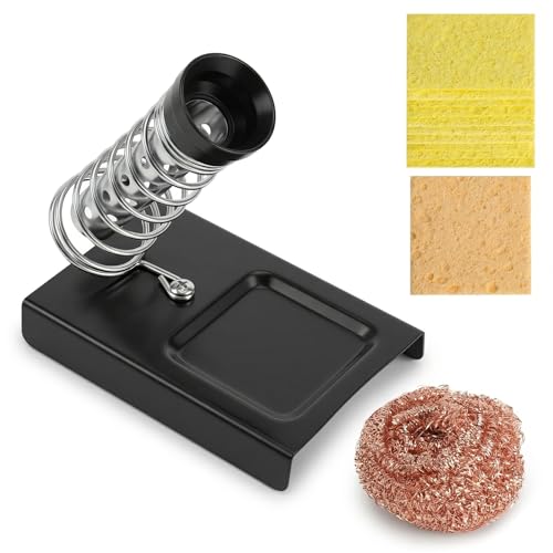 Soldering Iron Stand Soldering Iron Stand with Cleaning Sponge 10 Pieces and 1 Piece Brass Wool for PCB Electronics Repair DIY Workshop