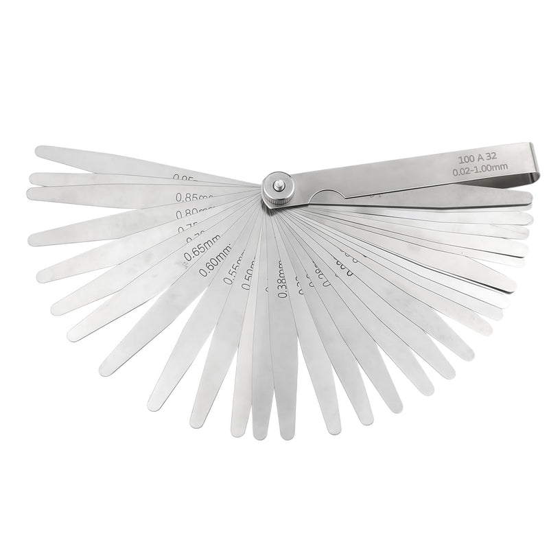 32 Blades Feeler Gauge Made of Stainless Steel, Thread Gauge, Feeler Gauge, Valve Game, Radius Gauge, Measuring Gauge, Foldable Imperial Tool for Precise Measurement, Feeler Gauge, Measuring Tool for