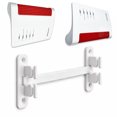Wall Mount Compatible with Fritz!Box 7590, 7590 AX, 7530, 7530 AX, 5590, 6660, 6670, 7690 - Cable Router Wall Mount with Spacer - Includes Screws & Wall Plugs