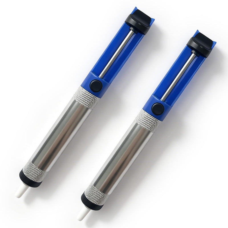 Pack of 2 Metal Antistatic Desoldering Suction Pump with Teflon Tip | Soldering pump, desoldering pump, solder suction and desoldering iron, for soldering, for solder removal
