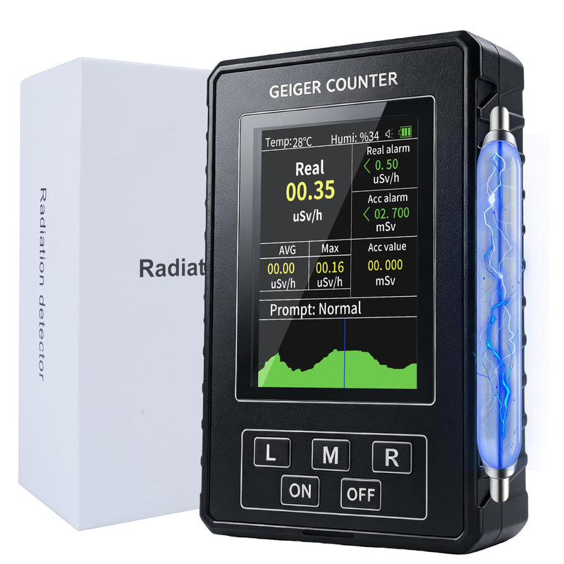 Geiger Counter Radioactivity Nuclear Radiation Meter Beta Gamma X-Ray Dosimeter Geiger Counter Radiation Detector Radioactive Radiation Meter Large LCD Display Alarm